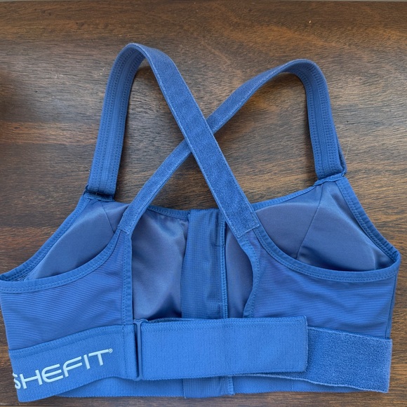 SHEFIT Navy Front-Zip Supportive Swim Bikini Top - Picture 3 of 6